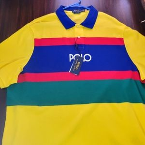 MENS POLO RALPH LAUREN LOGO STRIPED POLO SHIRT